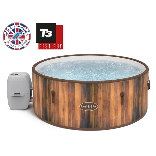 Lay-Z-Spa Helsinki AirJet inflatable hot tub with wood-print design